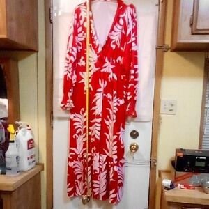 Red and White Floral Maxi Dress